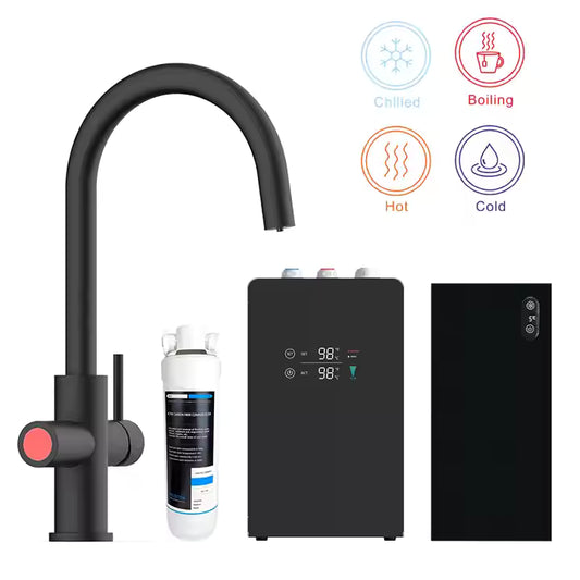 Iwater Modern Luxury Kitchen Black Set Instant Heater Under Sink Filter System Hot and Cold Water Faucet