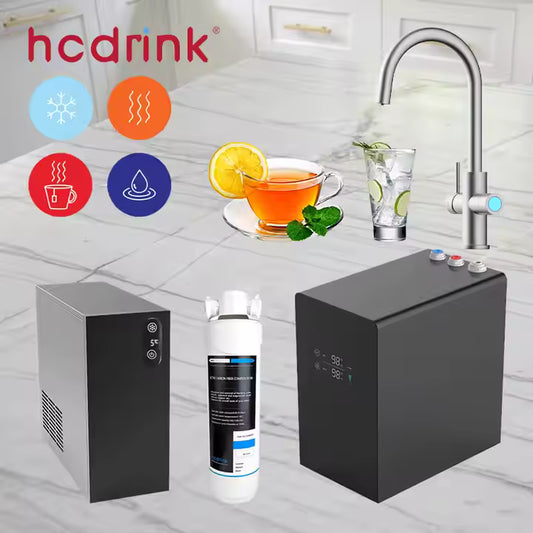 Iwater Modern Luxury Kitchen Black Set Instant Heater Under Sink Filter System Hot and Cold Water Faucet